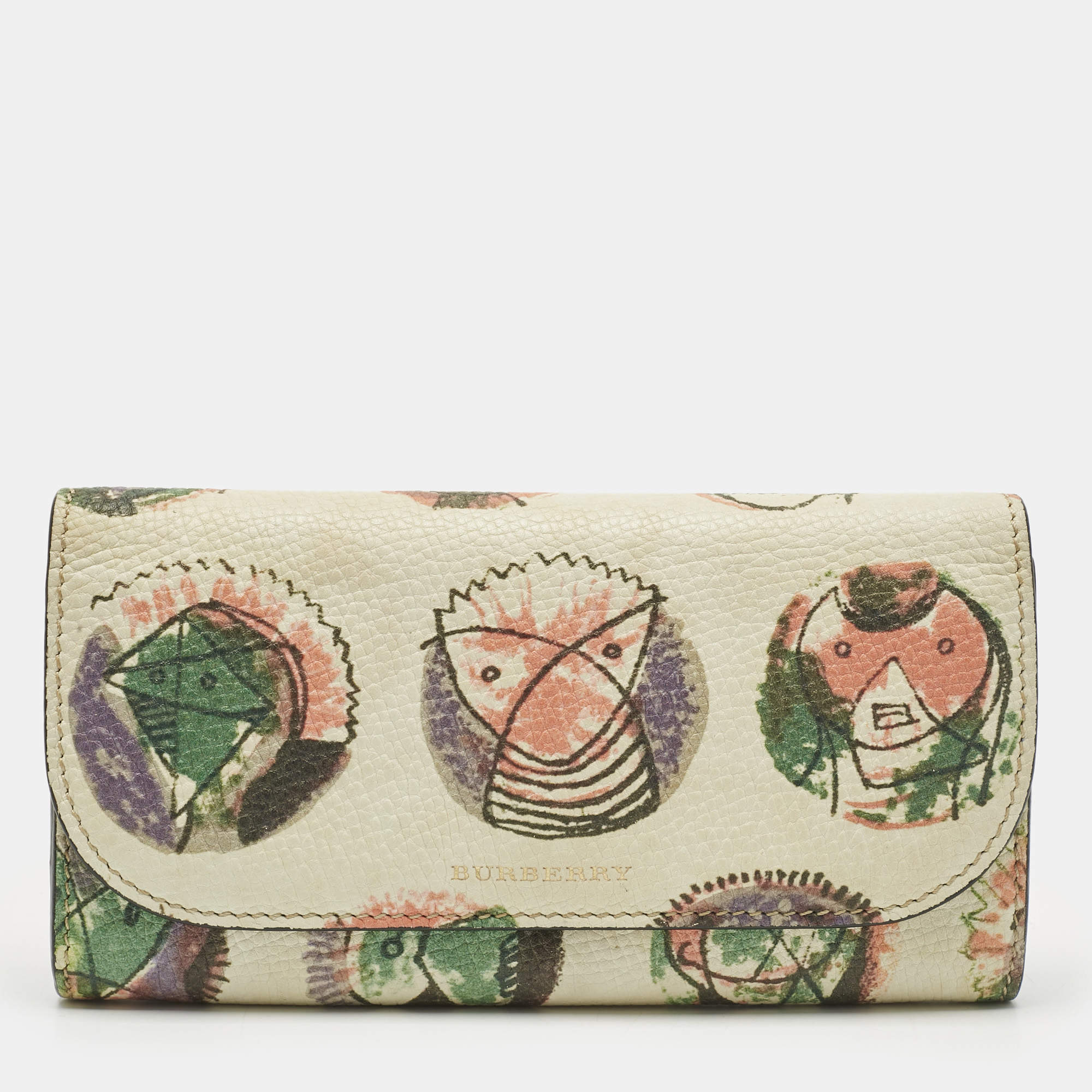 Pre Owned Burberry Multicolor Leather Pallas Heads Continental Wallet