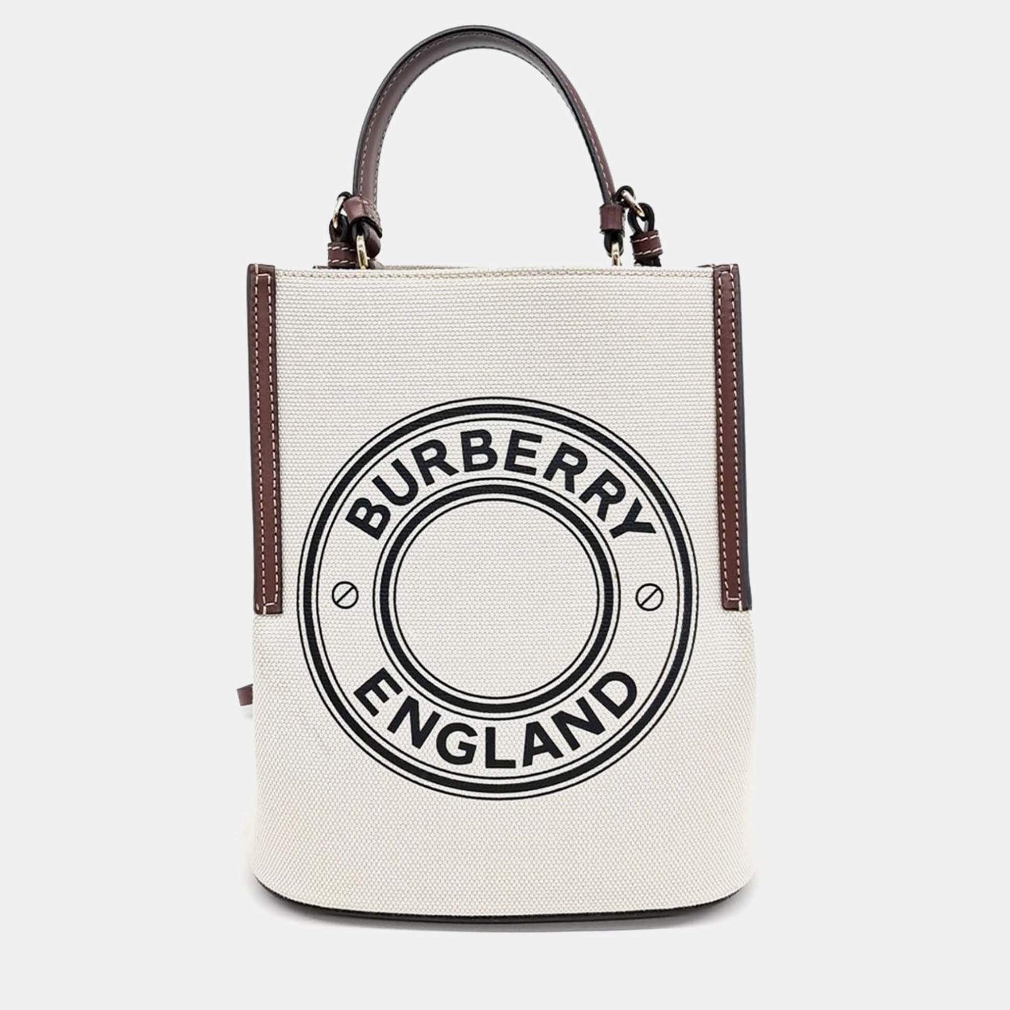 Pre Owned Burberry Beige Canvas Canvas Peggy Bucket Bag