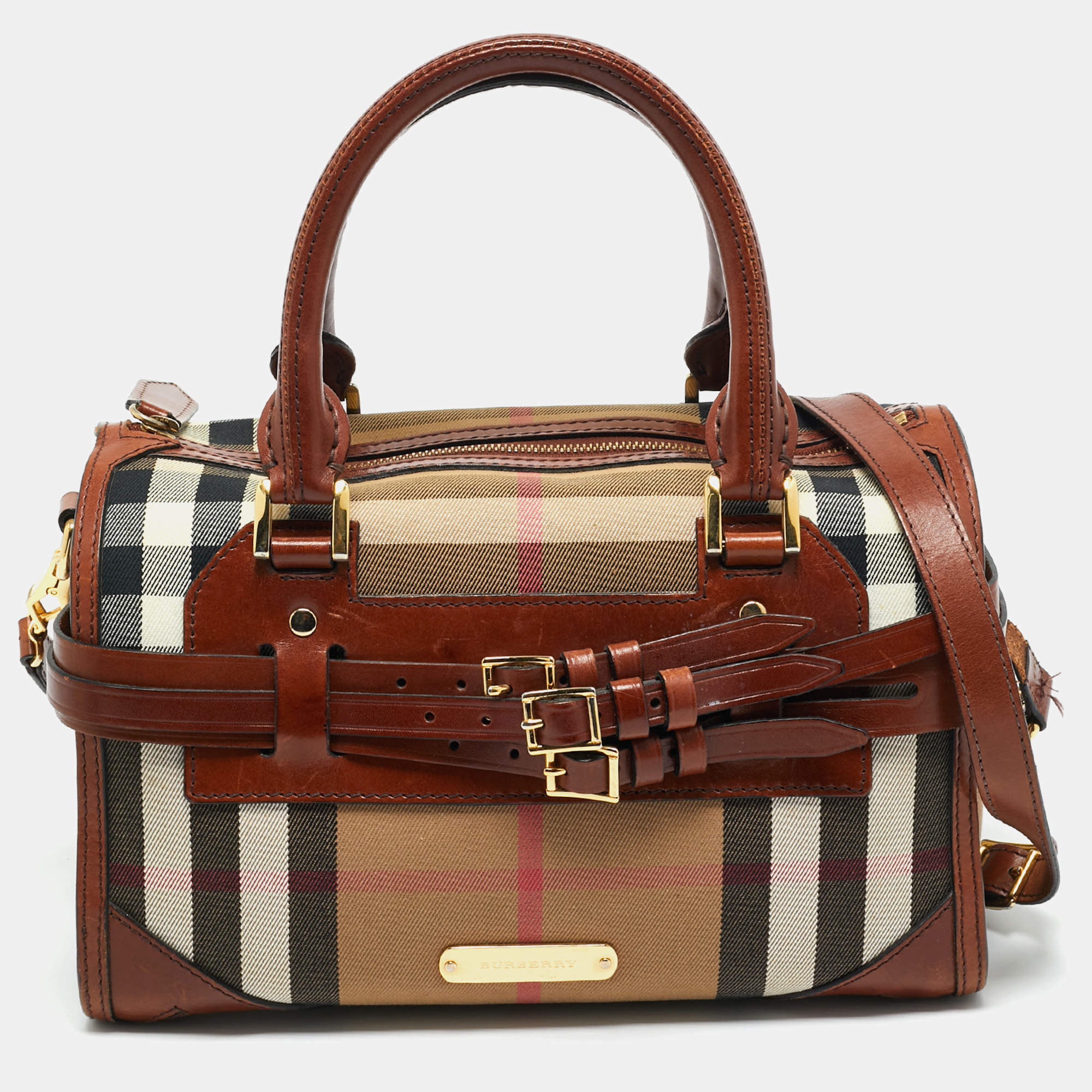 Pre Owned حقيبة بولينغ بريدي بريبرري كانفاس وجلد تشيستر هاوس بيج وبني