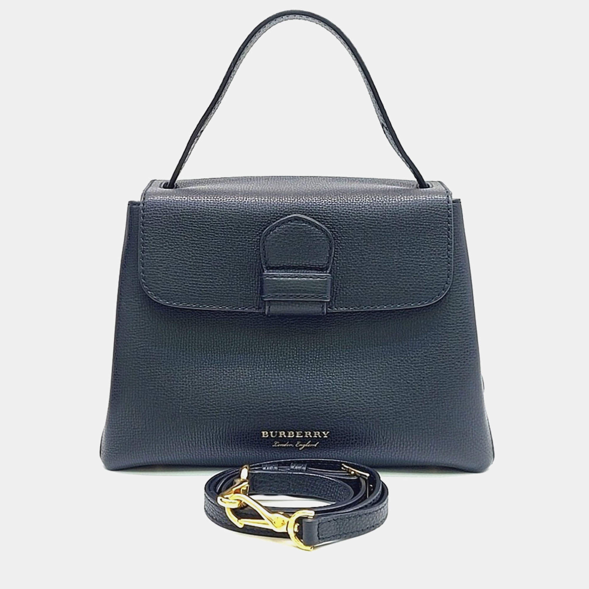 Pre Owned Burberry Black Leather Camberley Small Shoulder Bag