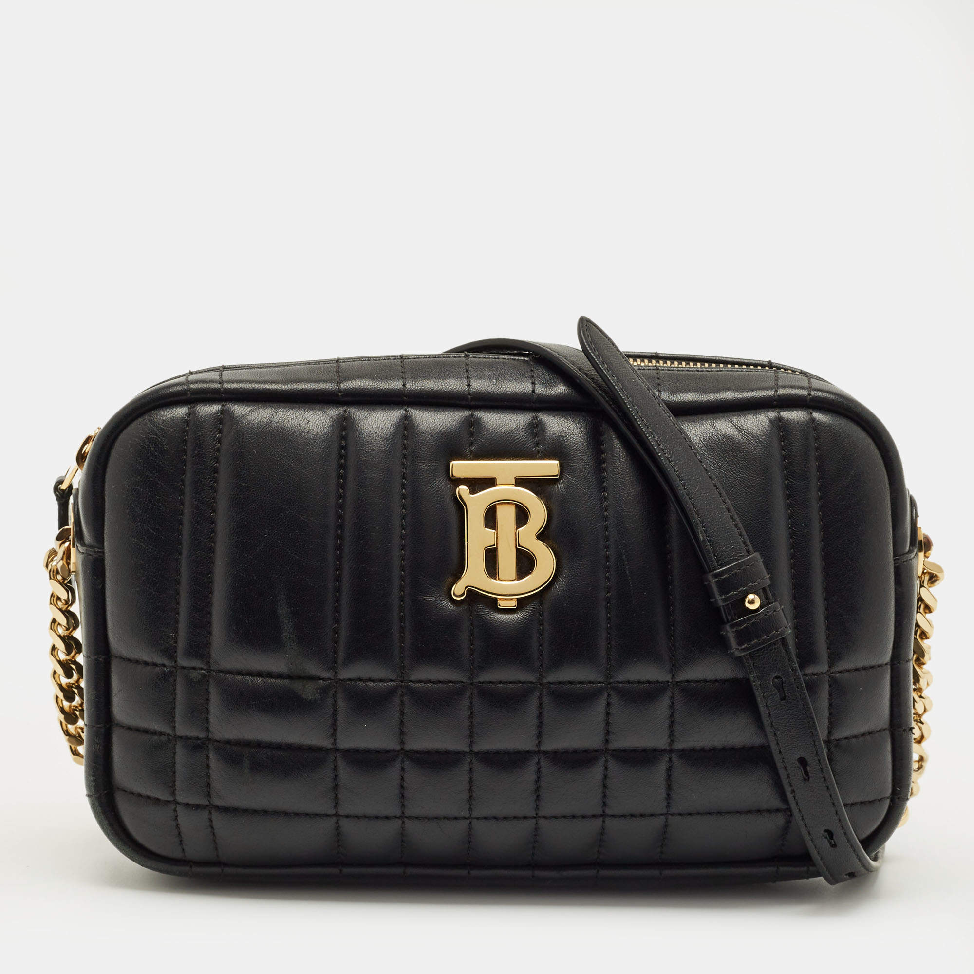 Pre Owned Burberry Black Quilted Leather Small Lola Camera Bag