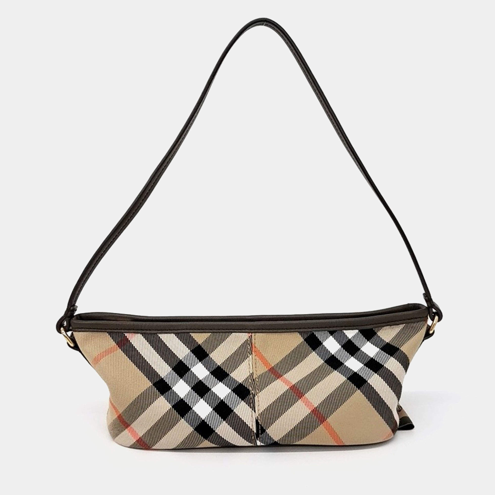 Pre Owned Burberry Simple Baguette Shoulder Bag