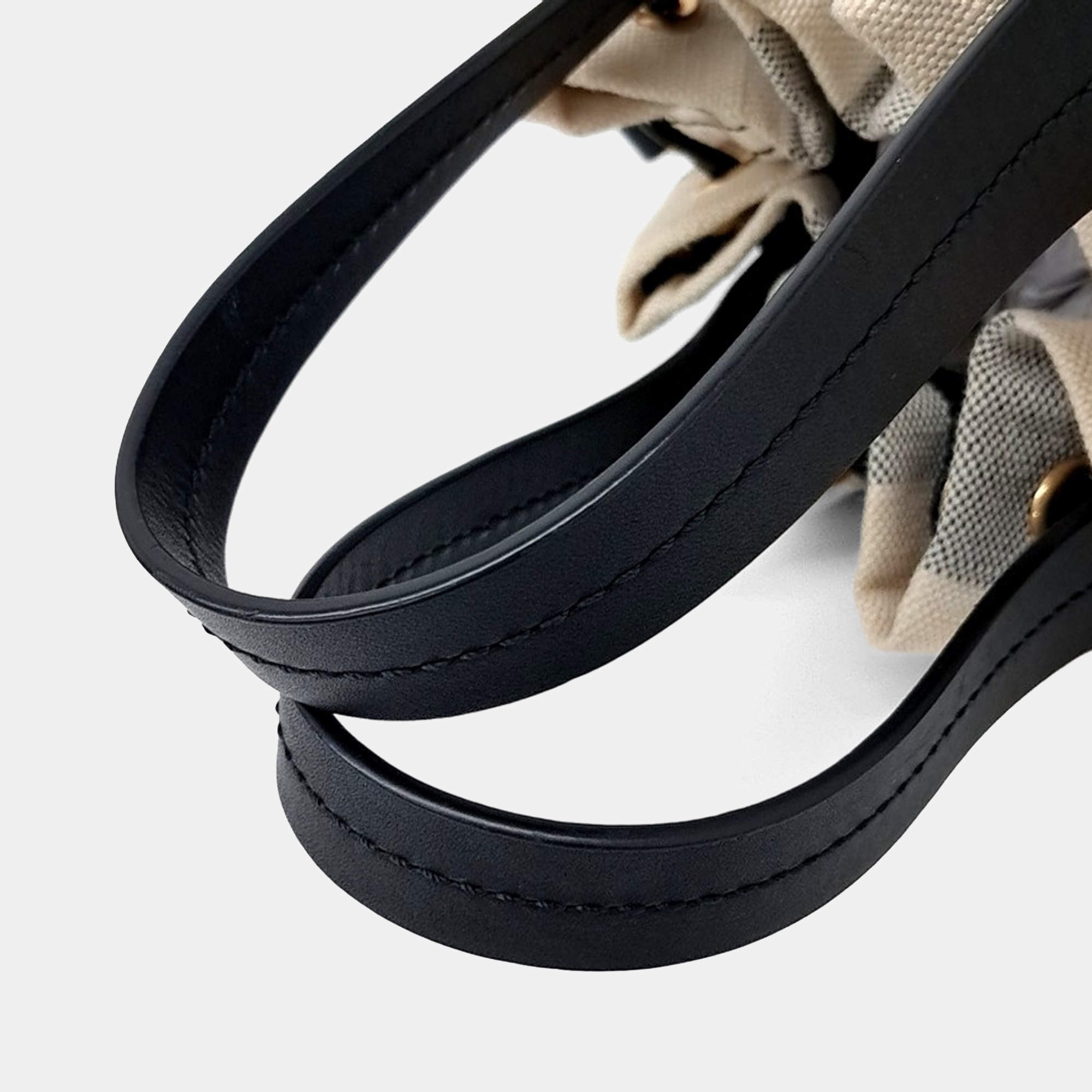 Burberry Black/White Fabric Heston Bucket Bag Small Burberry TLC