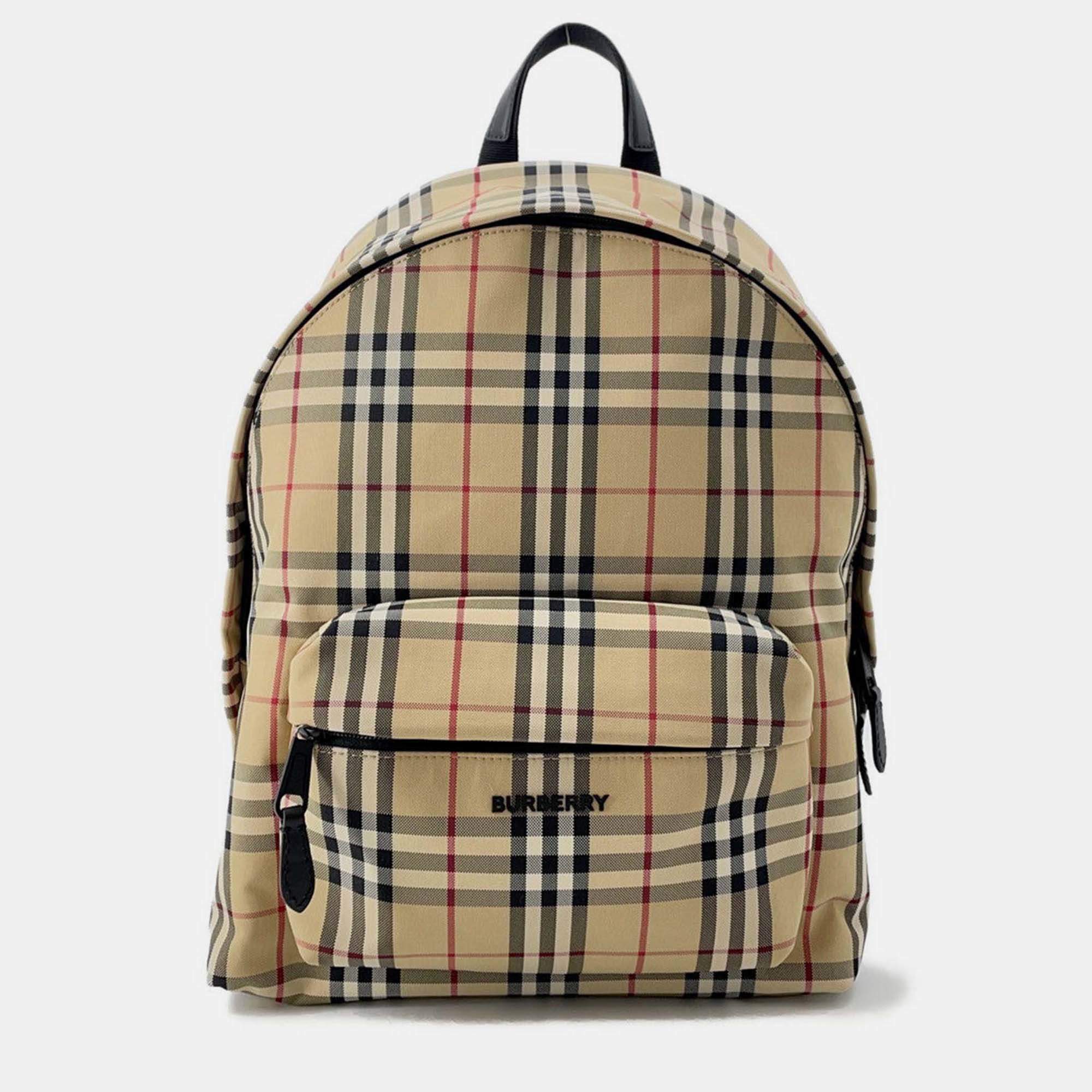 Pre Owned Burberry Nova Check Beige Canvas Backpack 