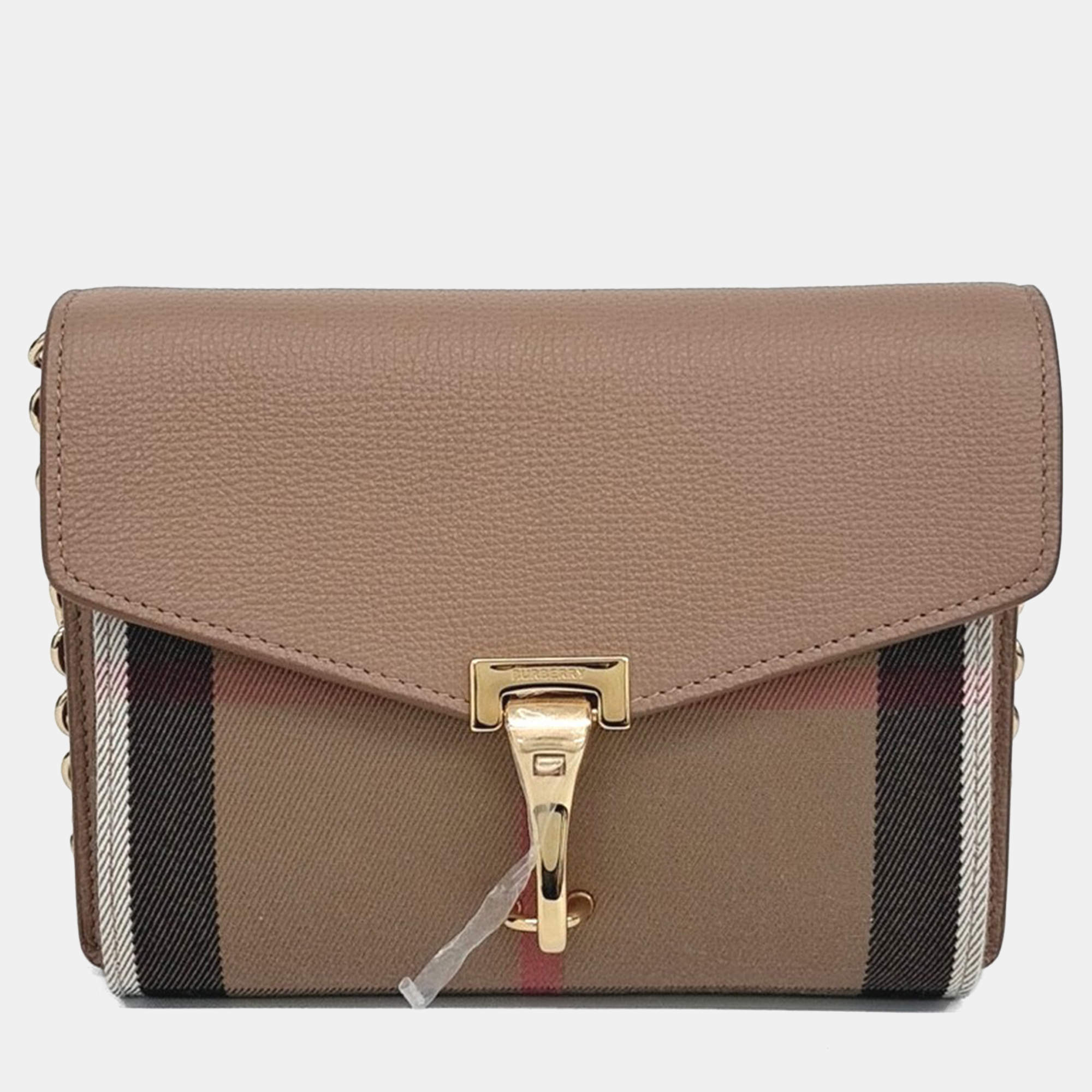 Pre Owned Burberry Beige/Brown Canvas Macken Crossbody Bag
