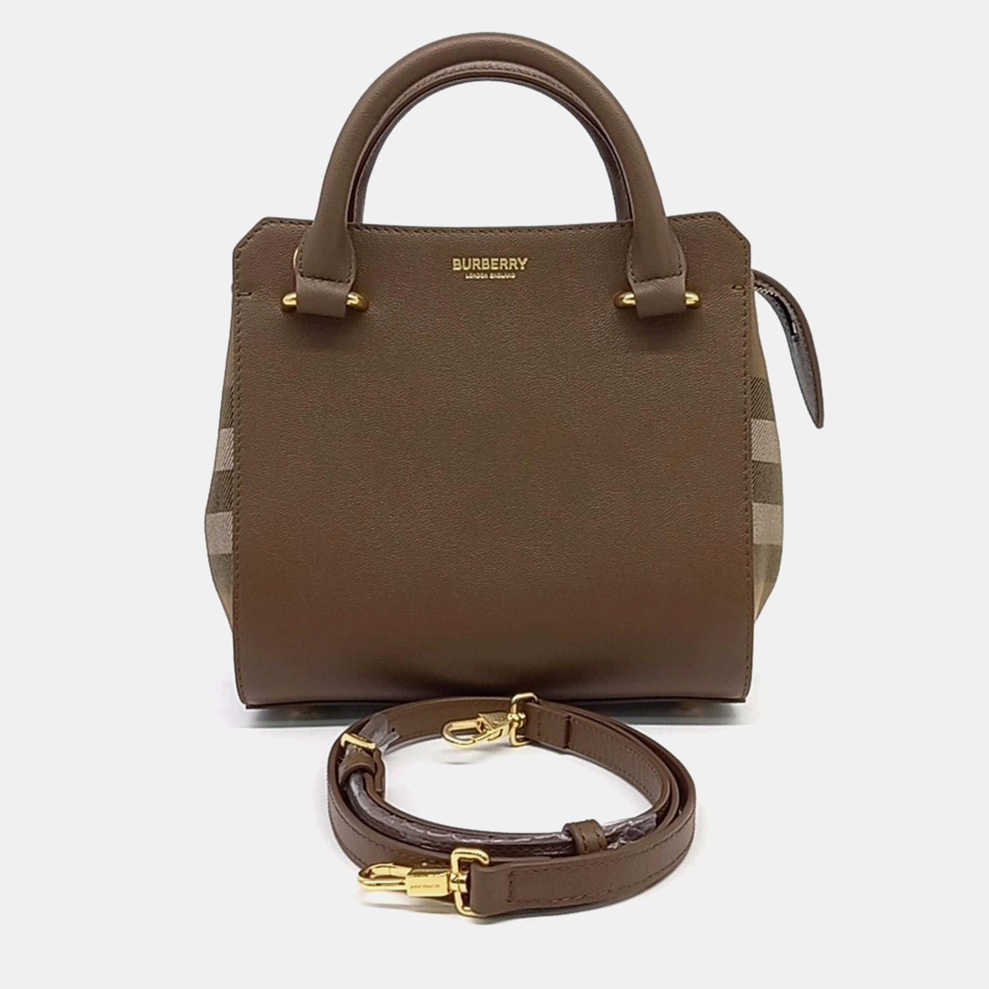 Pre Owned Burberry Brown Leather Banwell tote bag