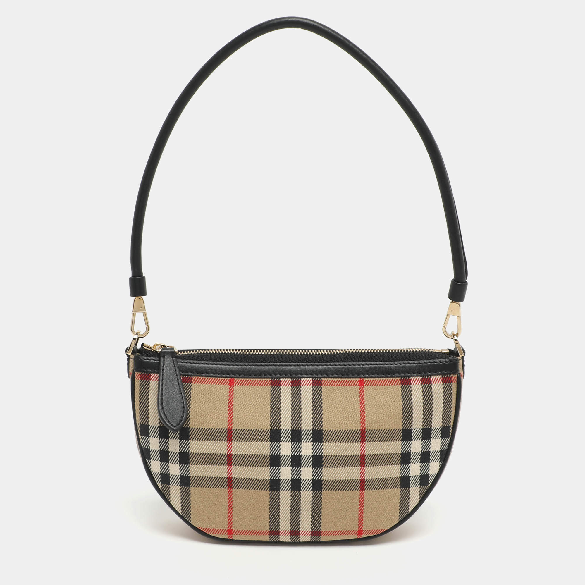 مملوكة مسبقًا Burberry Olympia Beige Vintage Check Canvas and Leather Pochette