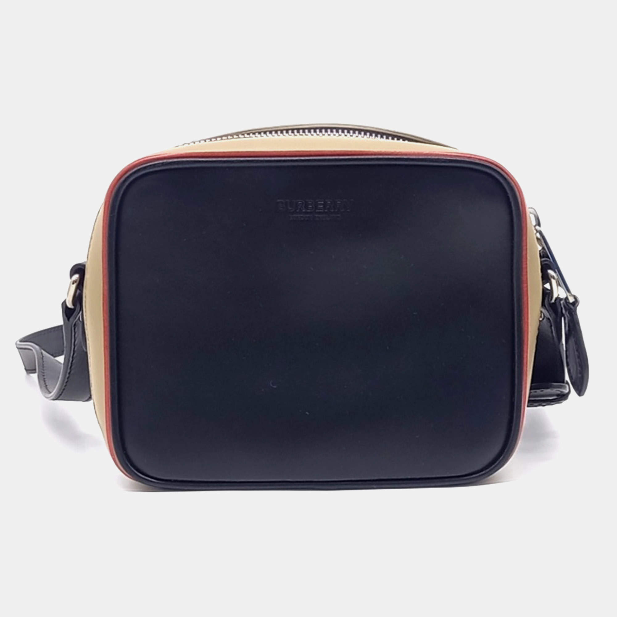 مملوكة مسبقًا حقيبة كروس بودي ميني قماش متعددة الألوان سوداء بربري