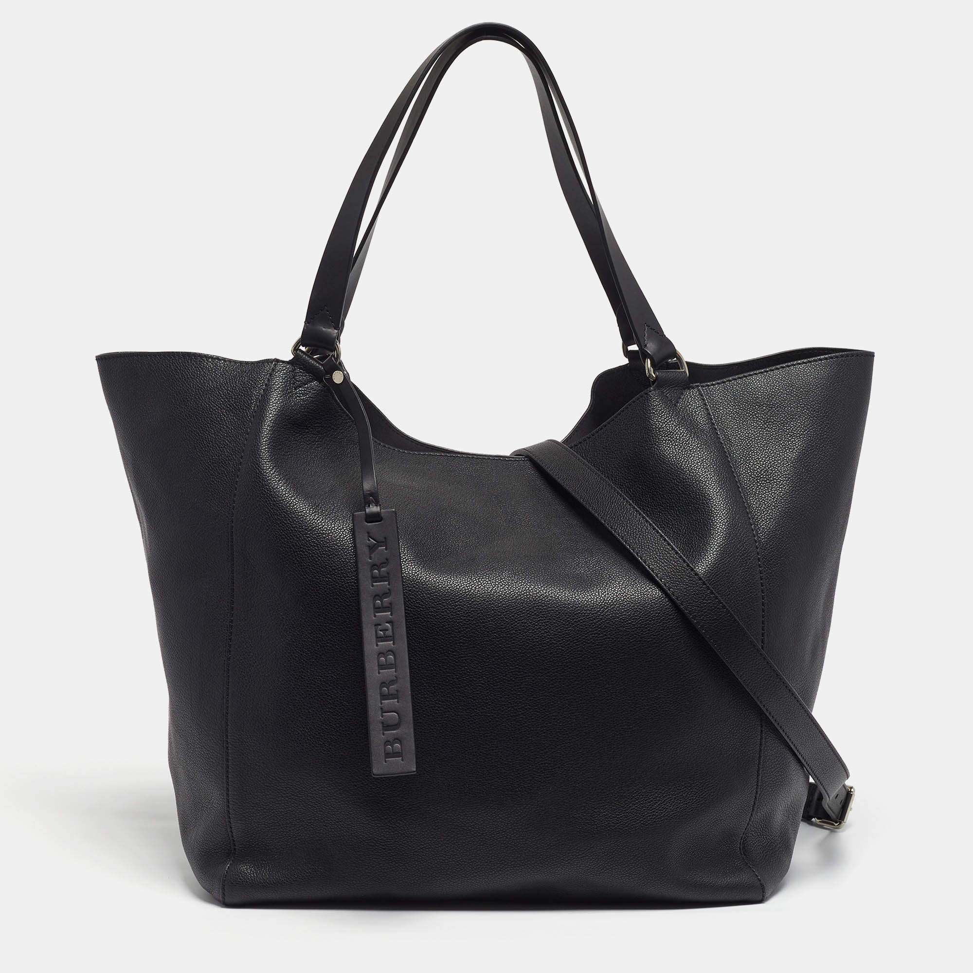 Pre Owned Burberry Billings Black Leather Shopper Tote