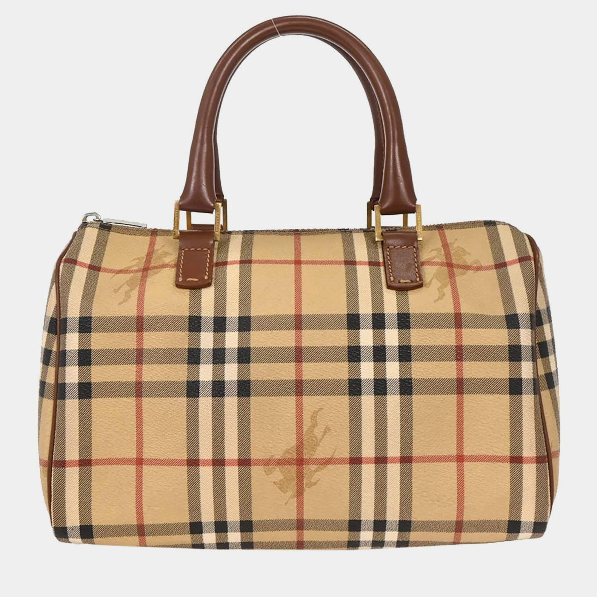 Pre Owned حقيبة بربري دافل كارو هيوس بيج / بني