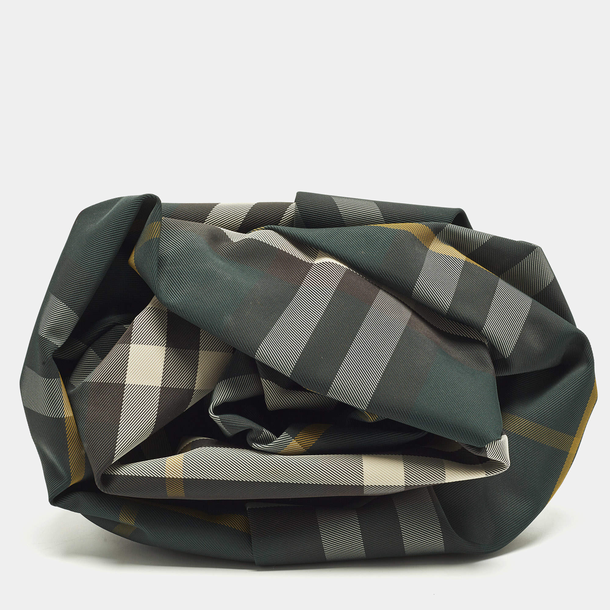 Pre Owned Burberry Rose Ruched Multicolor Checkered Nylon Clutch