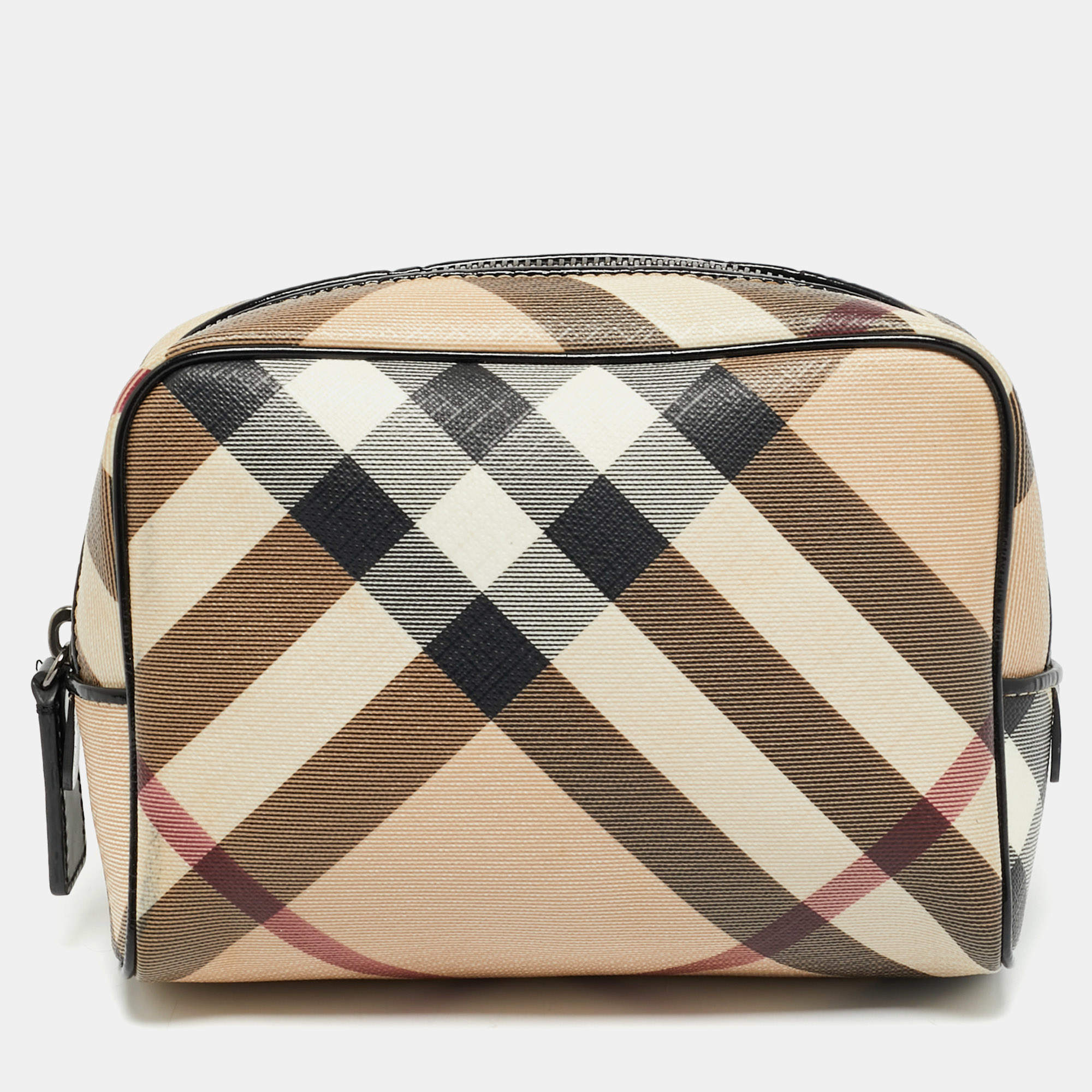 Pre Owned Burberry Beige Nova Check PVC Pouch