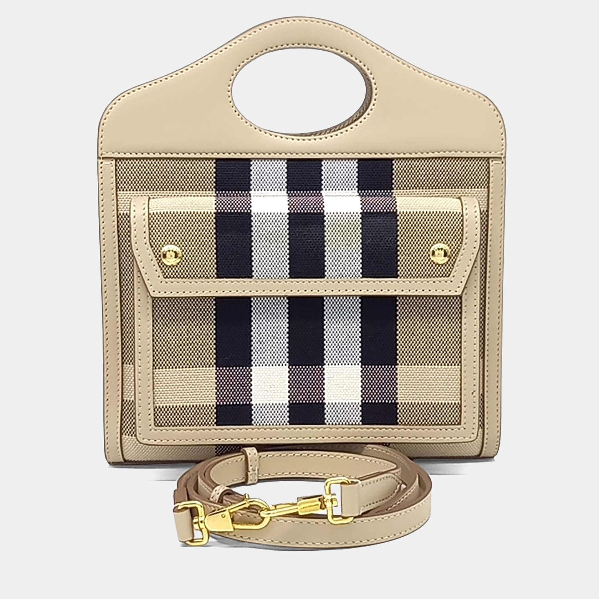 Pre Owned Burberry Multicolor Canvas and Leather Pocket Bag Mini