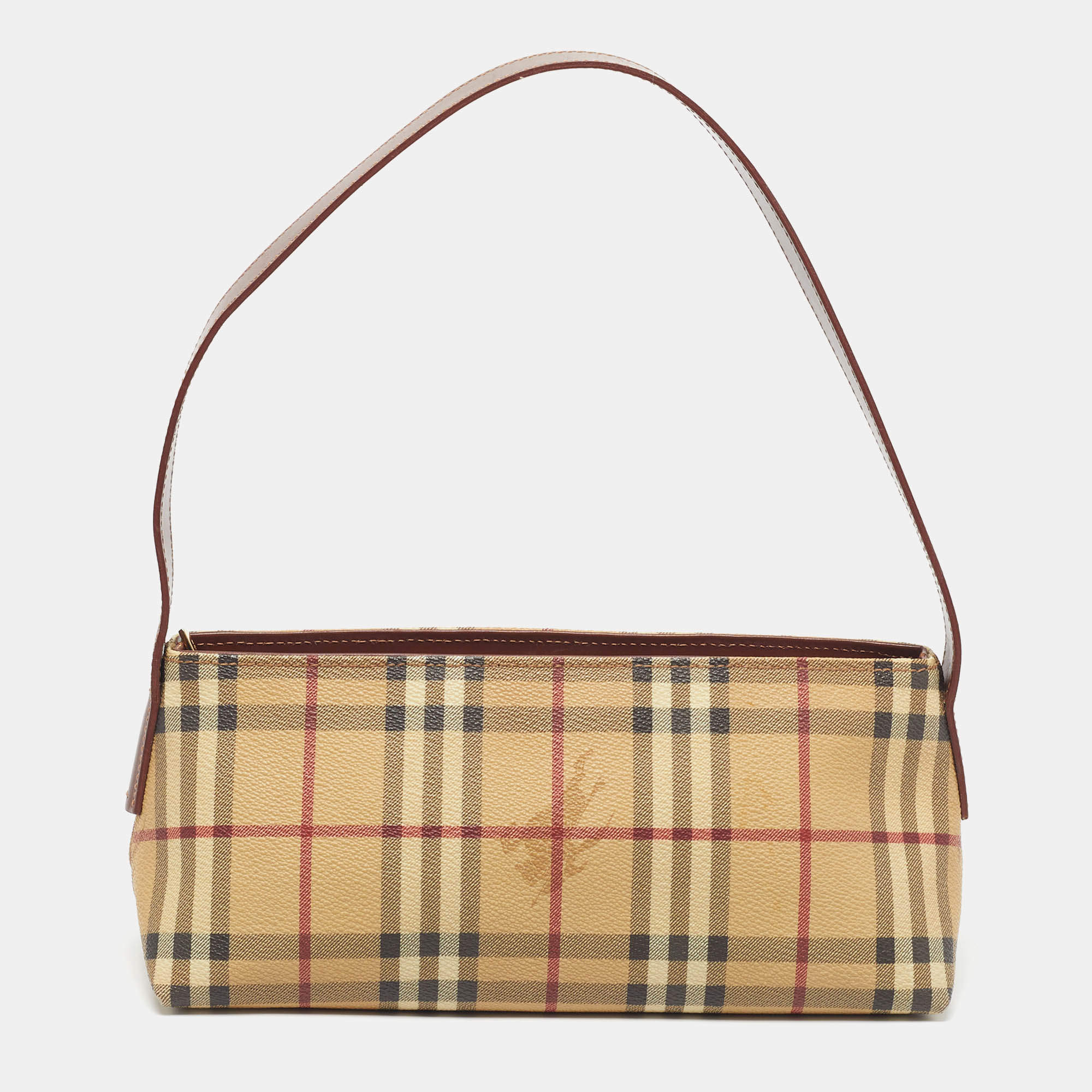 مملوكة مسبقًا Burberry Beige/Black Haymarket Coated Canvas and Leather Shoulder Bag