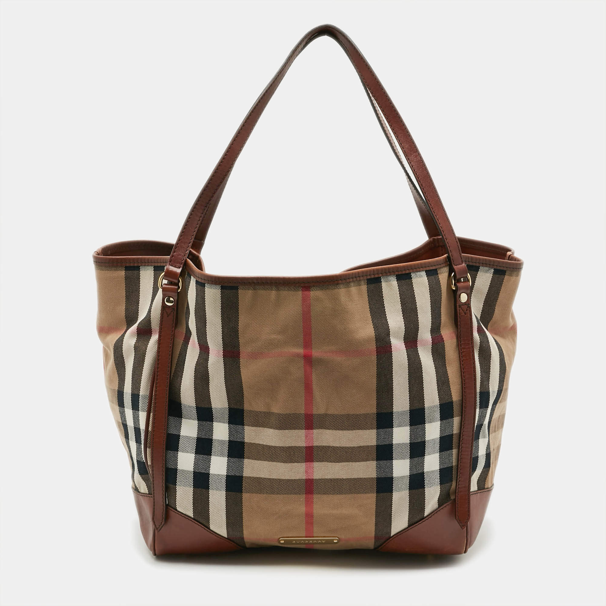 مملوكة مسبقًا Burberry Canterbury Brown/Beige House Check Canvas and Leather Tote
