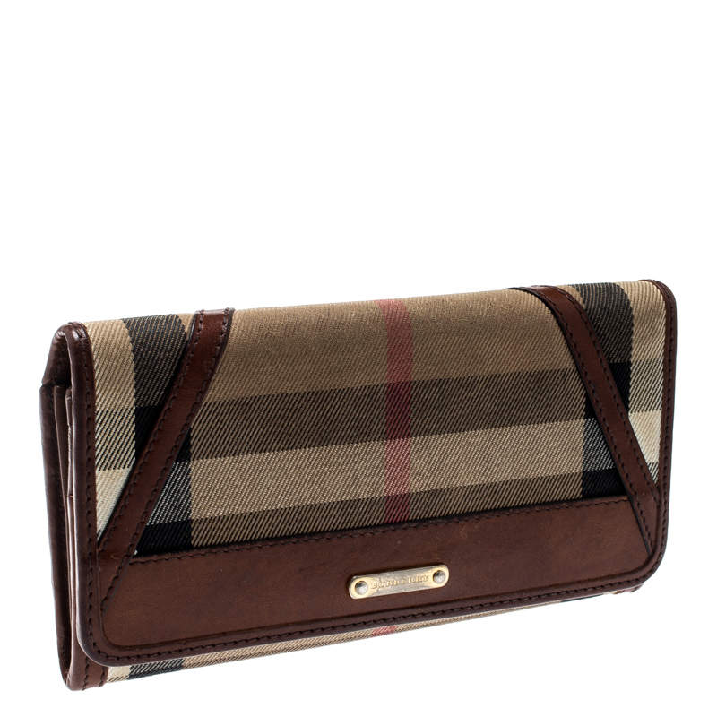 Burberry Beige/Brown House Check Fabric and Leather Leighton Continental  Wallet Burberry | TLC