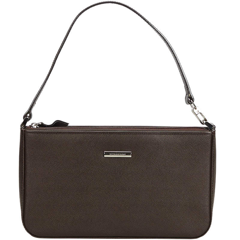 Pre Owned Burberry Black Leather Baguette Bag