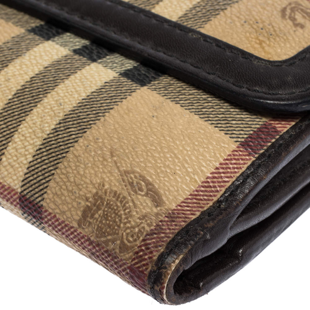 BURBERRY: Halton wallet in Check print coated saffiano fabric - Brown