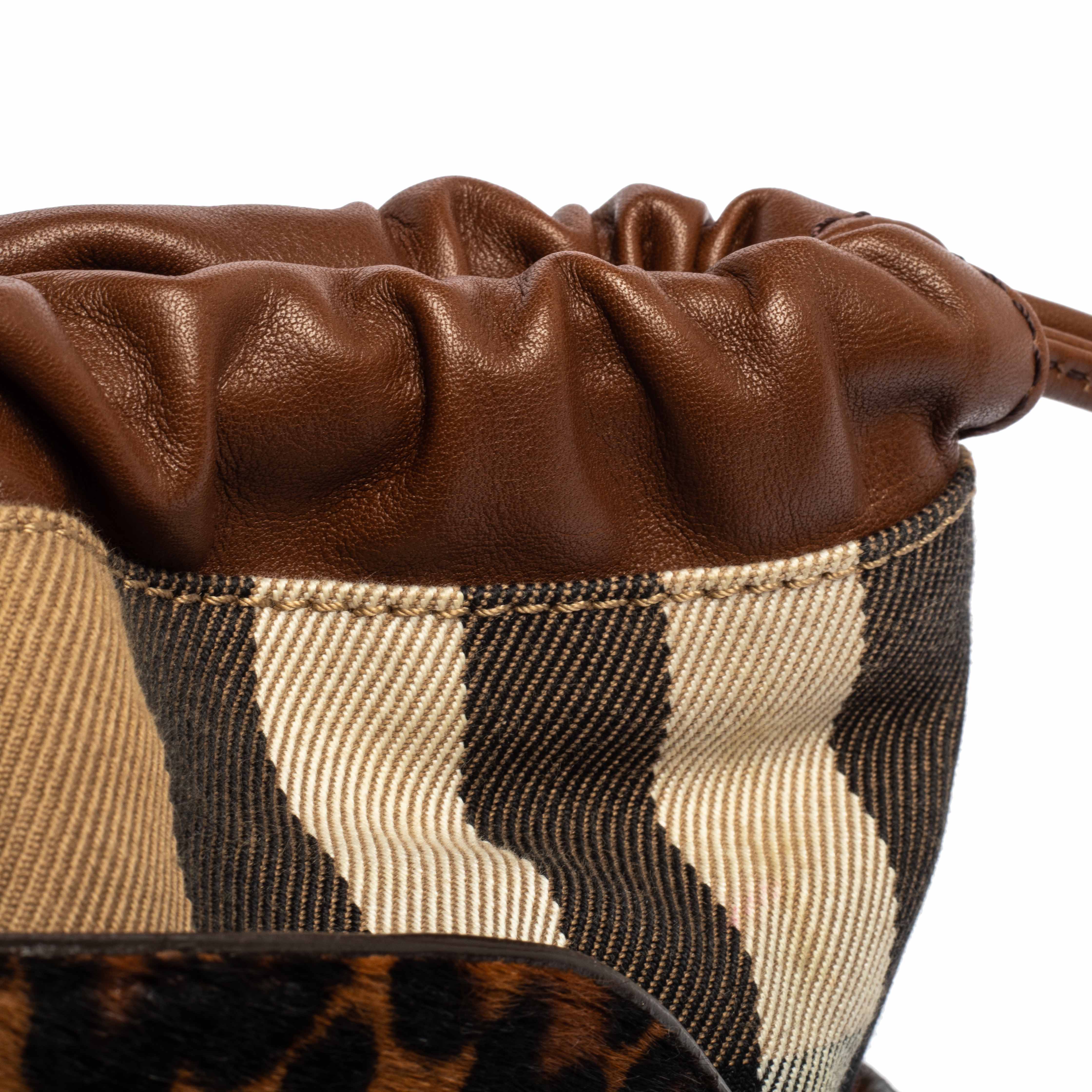 Burberry Brown/Black Leopard Print Calfhair, Leather and House Check Fabric  Little Crush Crossbody Bag Burberry