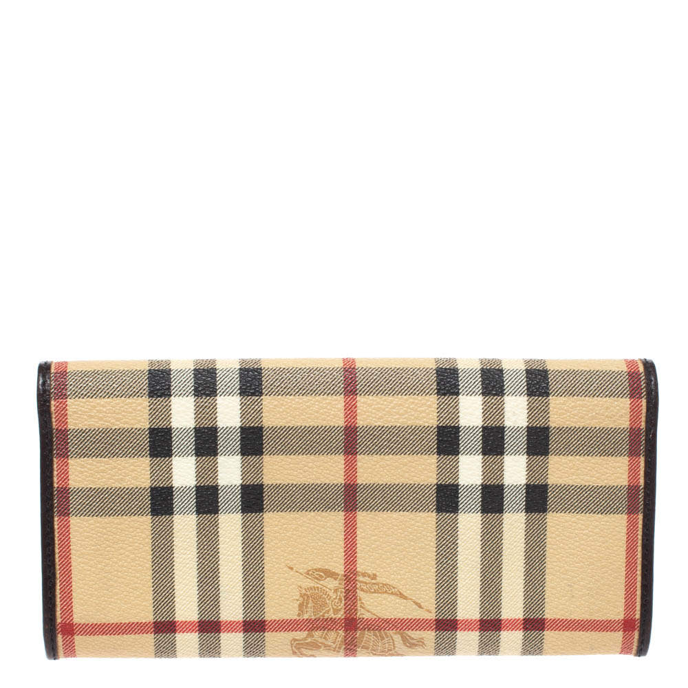BURBERRY Haymarket Check Continental Wallet Red 337909