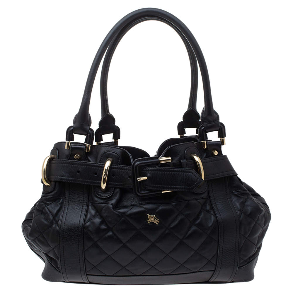 Burberry Black Quilted Leather Large Beaton Tote