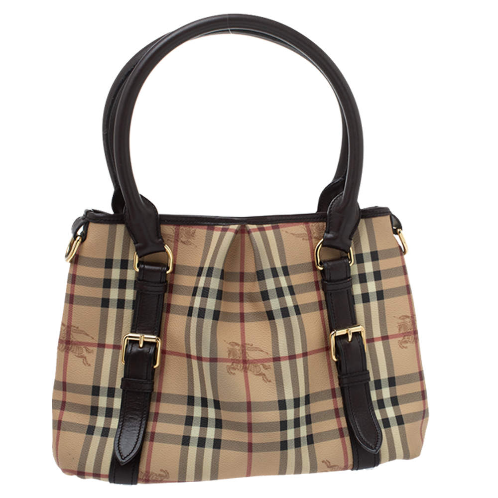Burberry Beige Haymarket Check Coated Canvas Small Northfield Tote ...