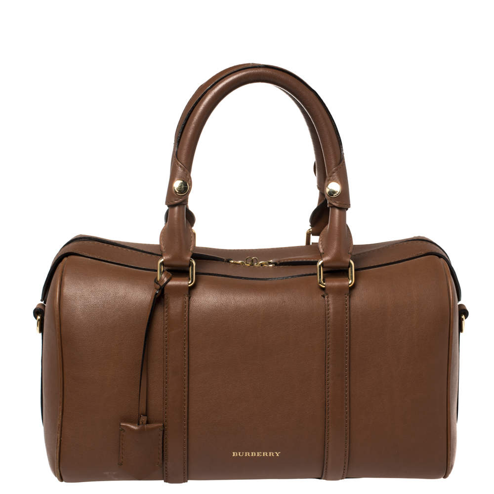 Pre Owned حقيبة بربري الشيستر بولر متوسطة جلد بني فاتح