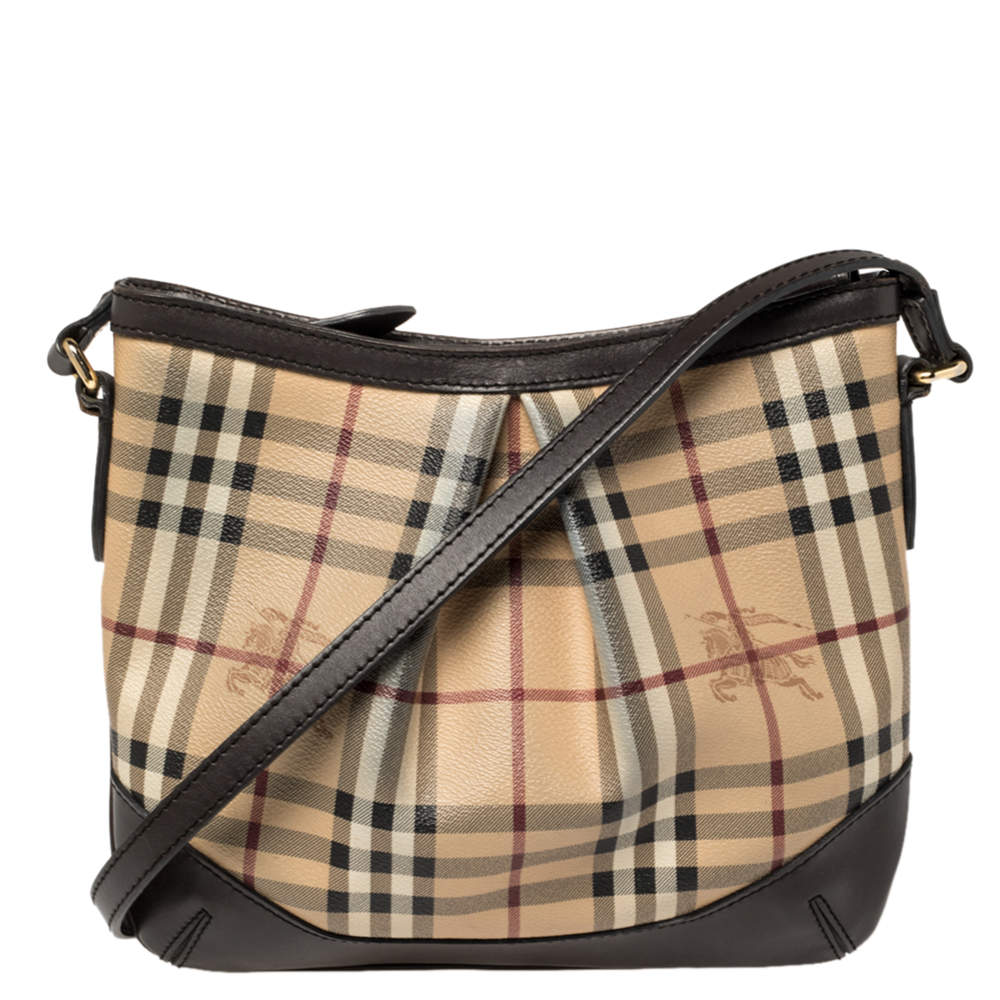 Burberry Beige Haymarket Check Coated Canvas and Leather Hartham Crossbody Bag