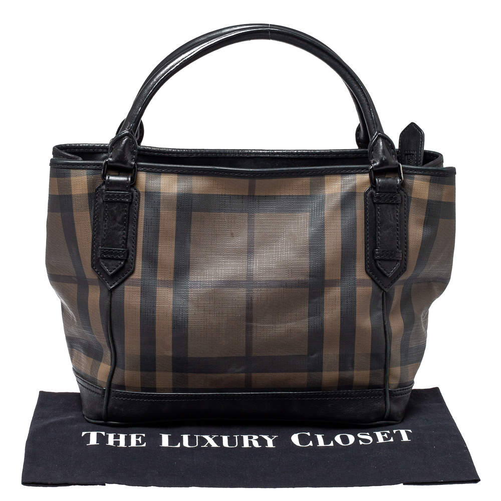 Burberry Brown/Black Smoke Check PVC and Leather Tote Burberry | TLC