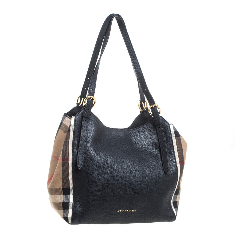 Burberry Black House Check Canvas and Leather Small Canterbury Tote ...