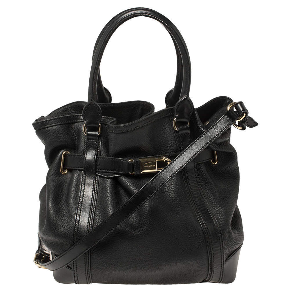Pre Owned Burberry Black Leather Medium Golderton Tote
