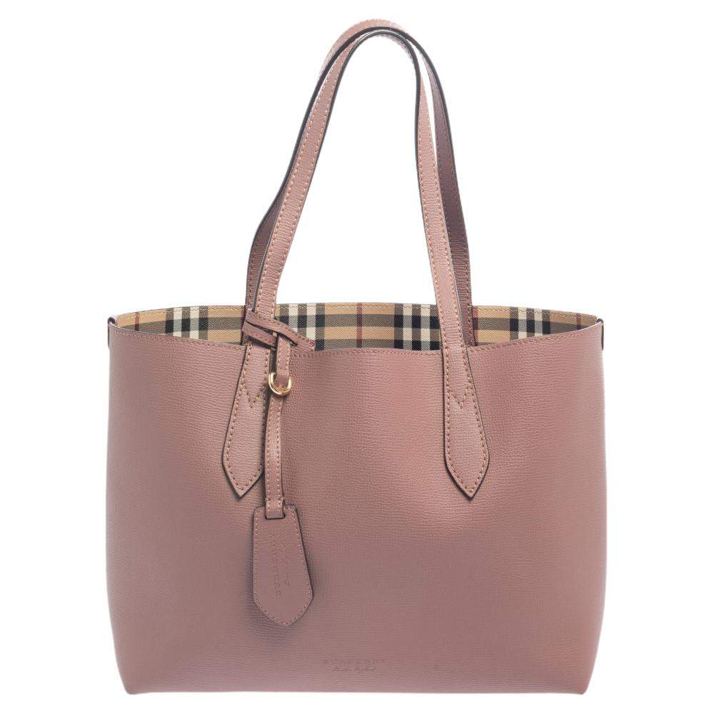 Burberry Old Rose Leather Small Lavenby Reversible Tote