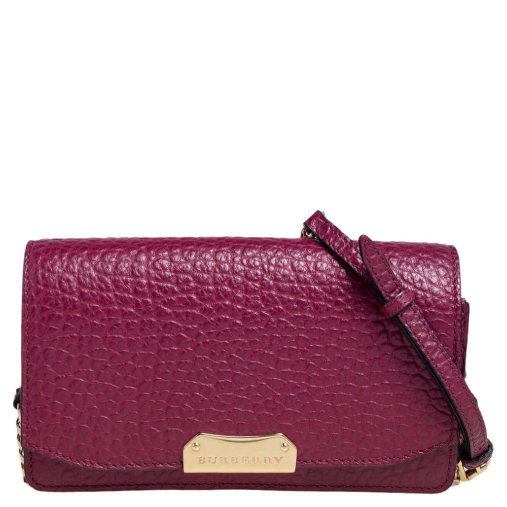 Burberry Burgundy Leather Madison Wallet on Chain