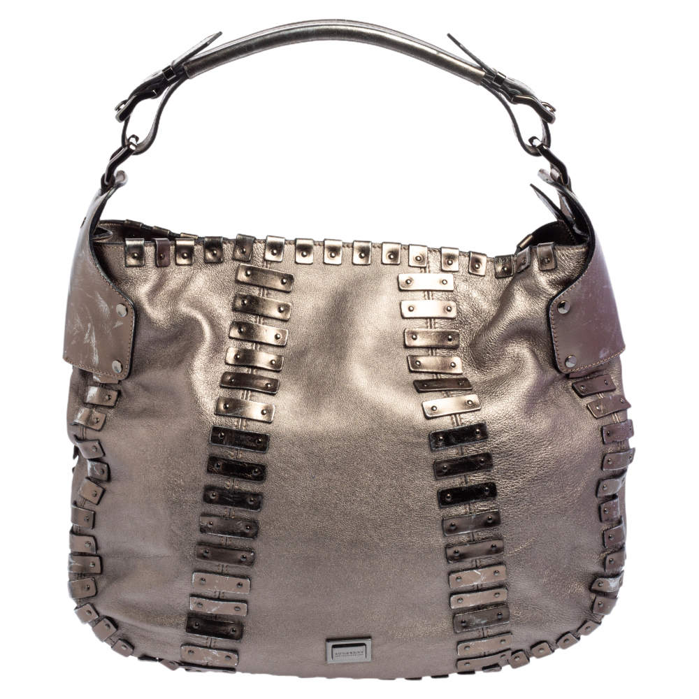  Burberry Metallic Leather Embellished Hobo