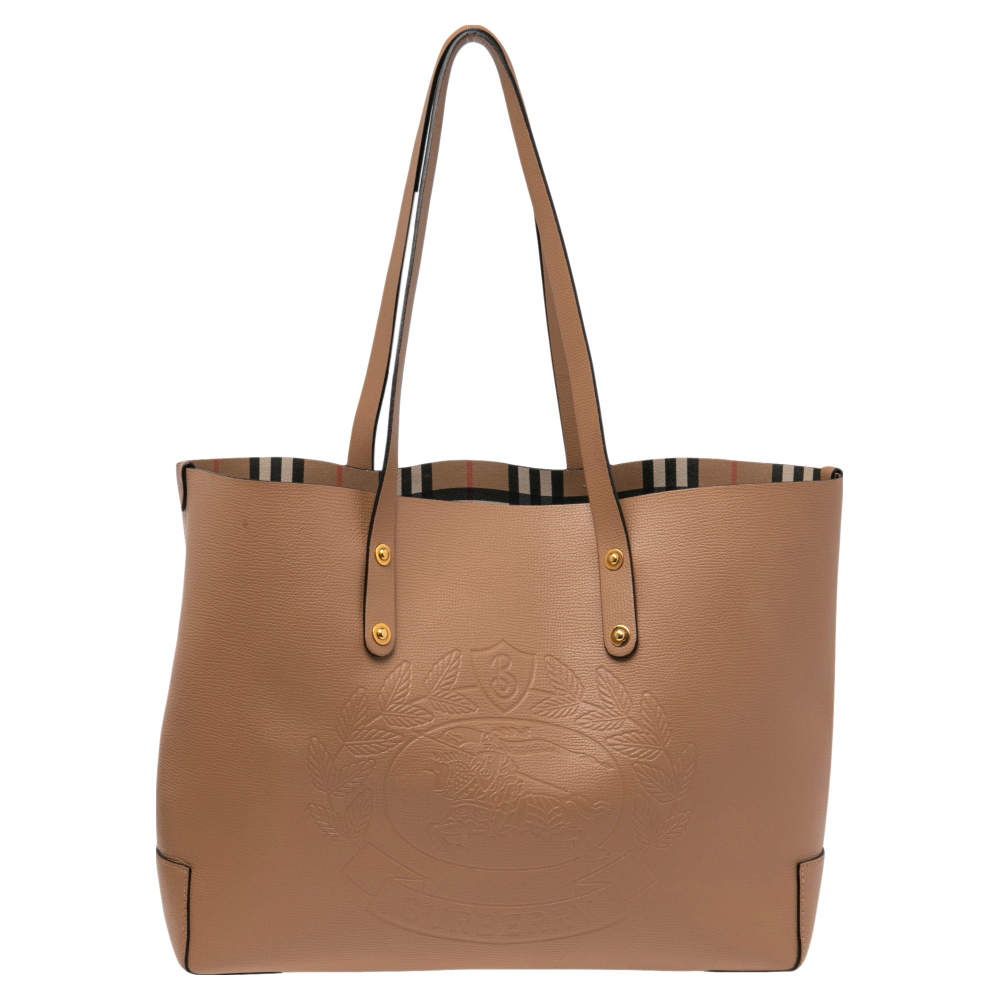 Burberry crest small leather cheap tote bag