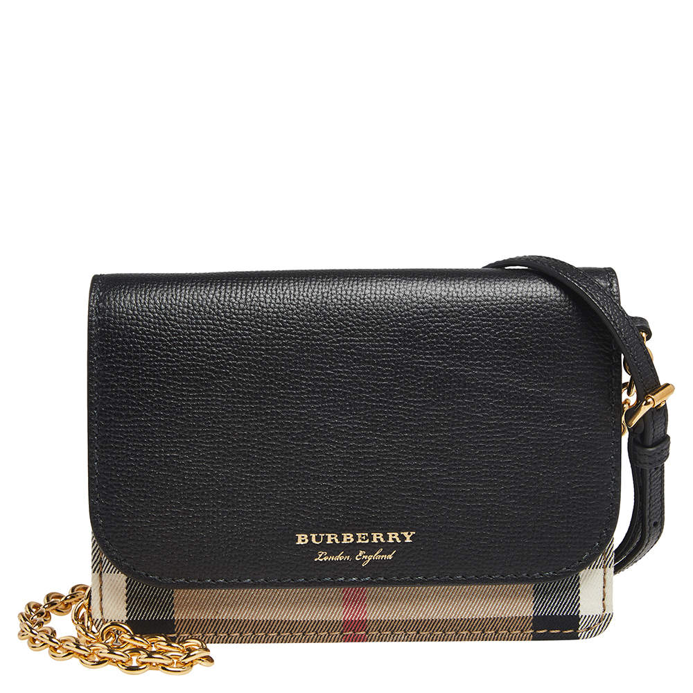 Burberry Black/Beige Housecheck Canvas and Leather Hampshire Crossbody ...