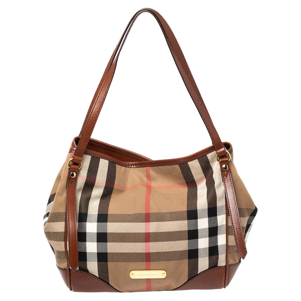 Burberry Beige/Tan House Check Canvas and Leather Canterbury Tote