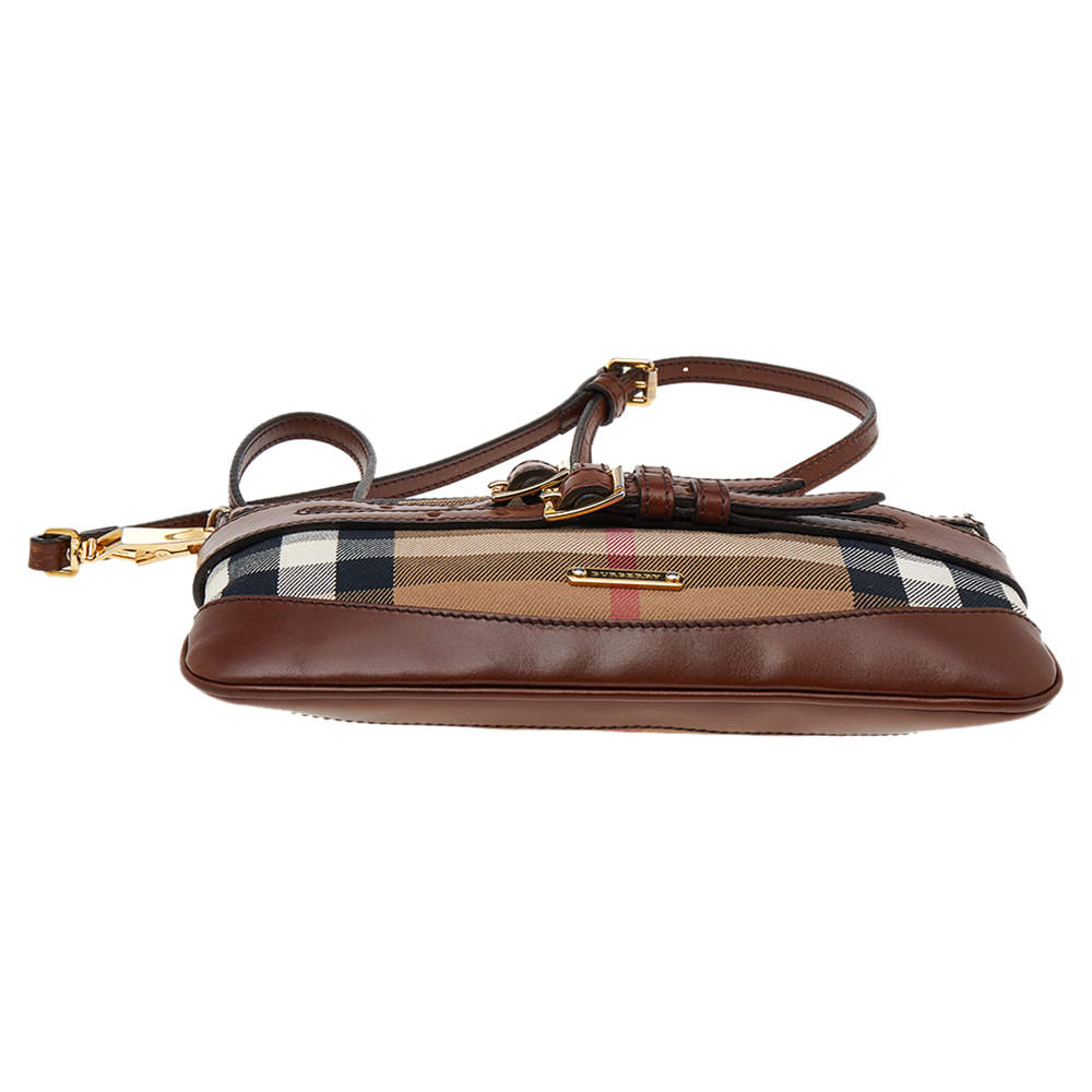 Burberry Bridle Peyton Crossbody Bag House Check Canvas at 1stDibs