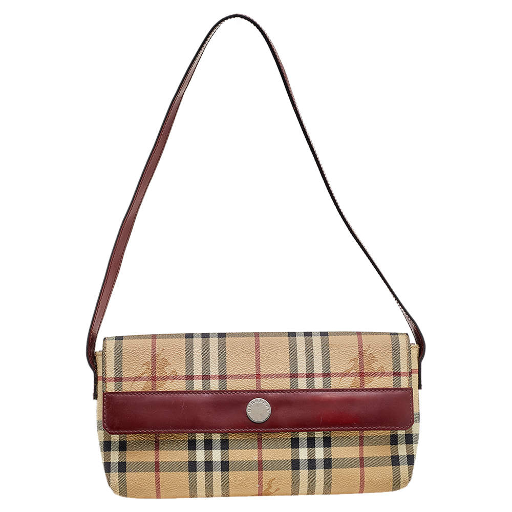 Burberry Beige/Brown Haymarket Check Coated Canvas And Leather Small Shoulder  Bag Burberry | TLC