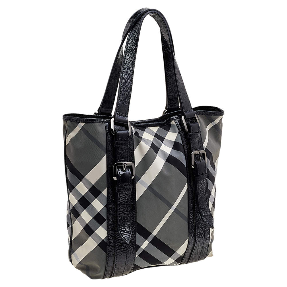 Burberry Haymarket Nova Beat Check Large Victoria Plaid Patent