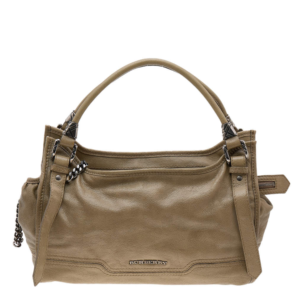 مملوكة مسبقًا Burberry Khaki Leather Shoulder Bag