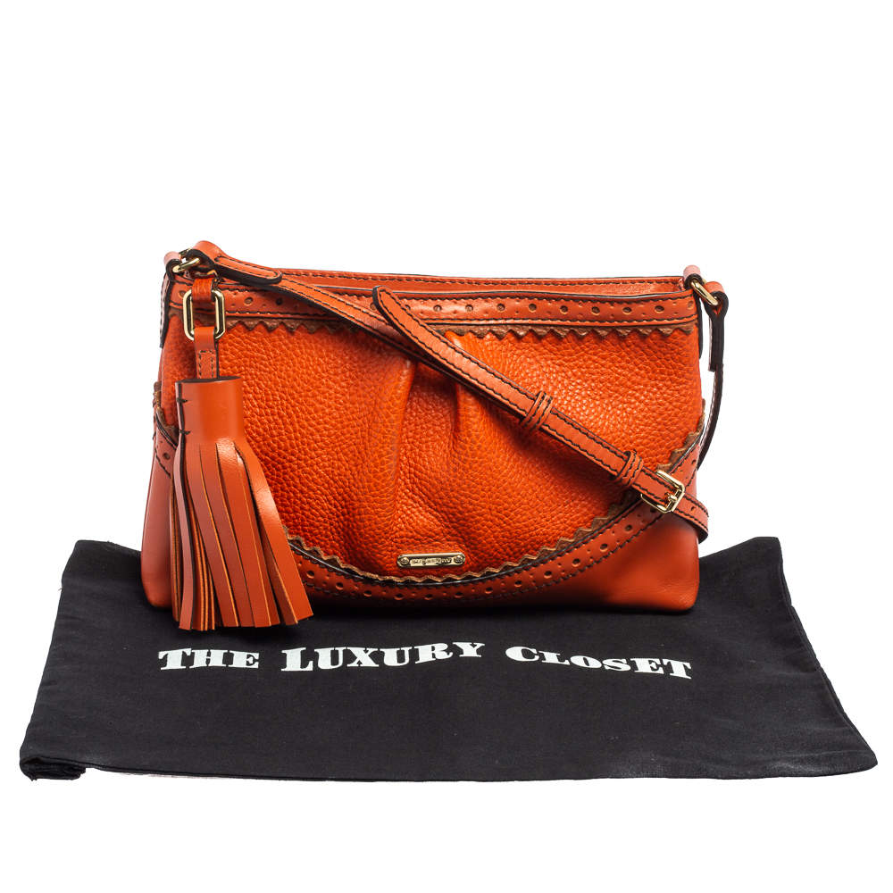 Burberry London Crossbody Bag Grained Leather shops Orange Tassel Brogue