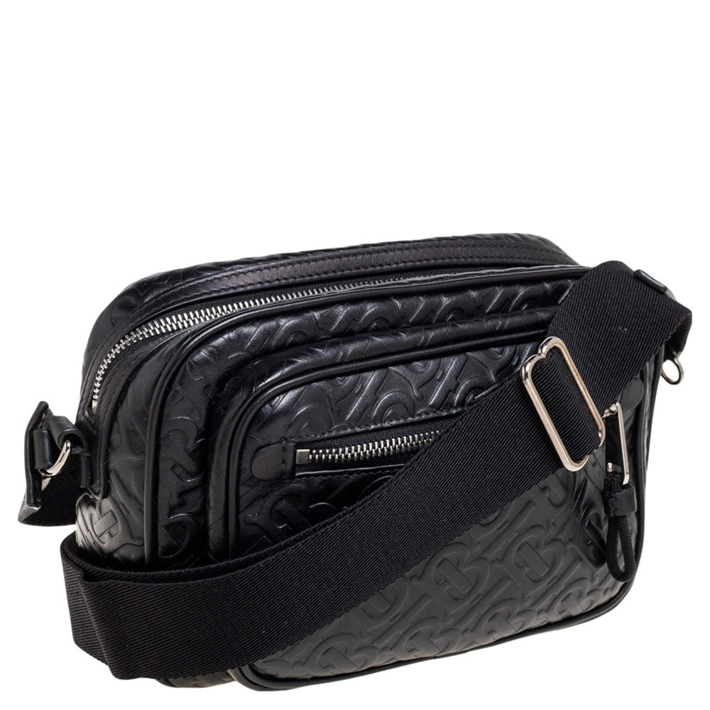 Burberry black monogram discount leather crossbody bag