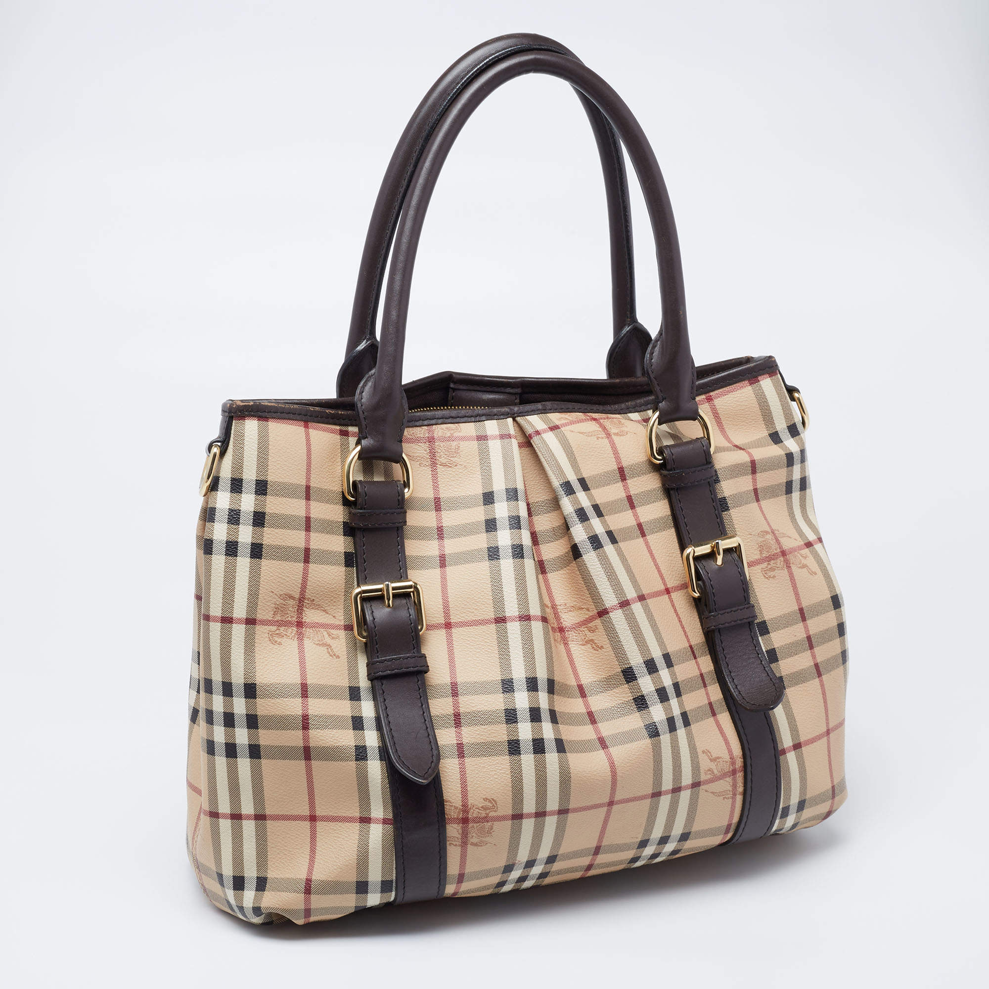 Burberry Beige/Brown Haymarket Check Coated Canvas And Leather Northfield  Tote Burberry | TLC