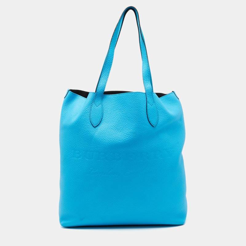 مملوكة مسبقًا Burberry Neon Blue Leather Remington Shopper Tote