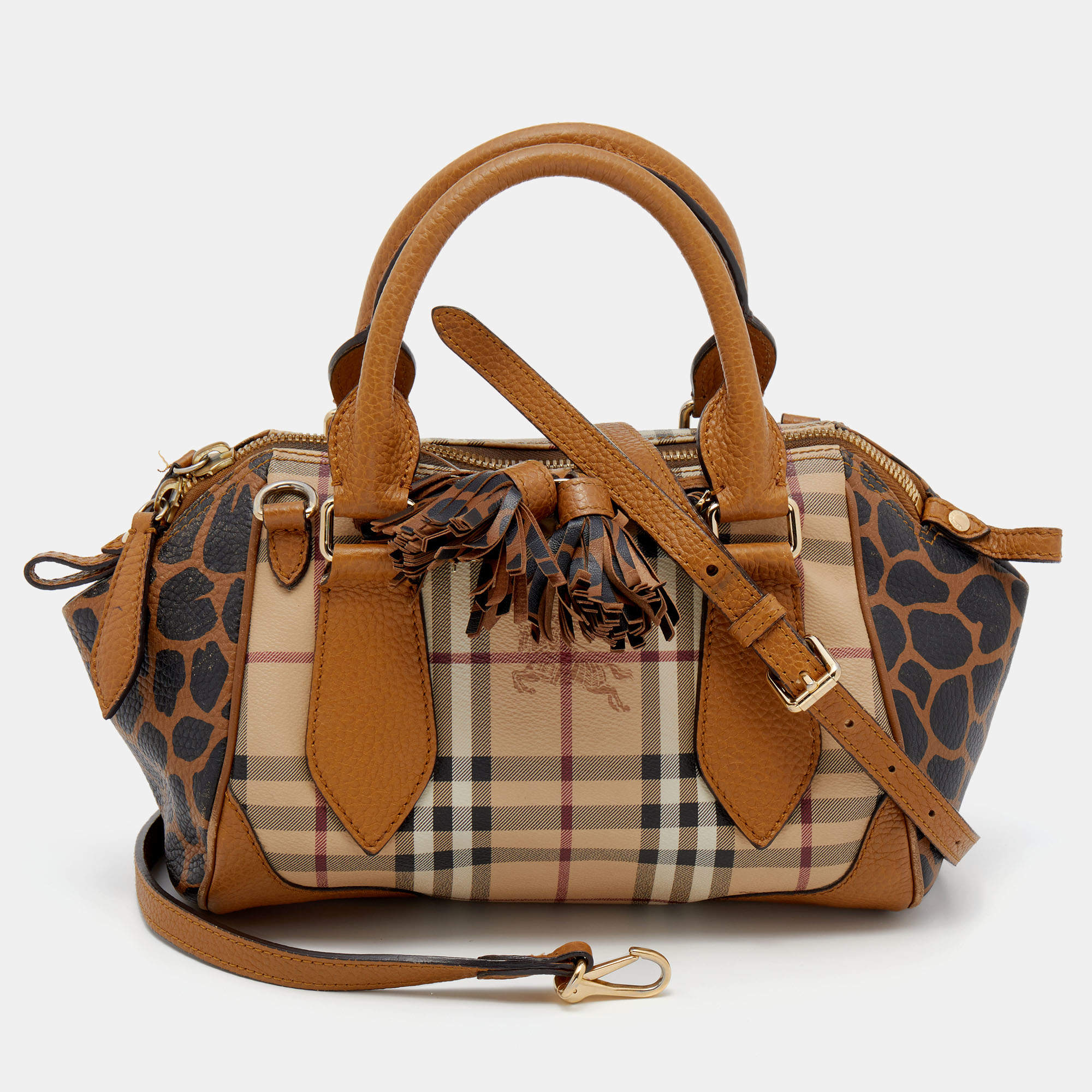 ハンドバッグ BURBERRY PRINTED CANVAS HANDBAG Burberry Note Check Canvas Top-Handle Bag | Neiman Marcus