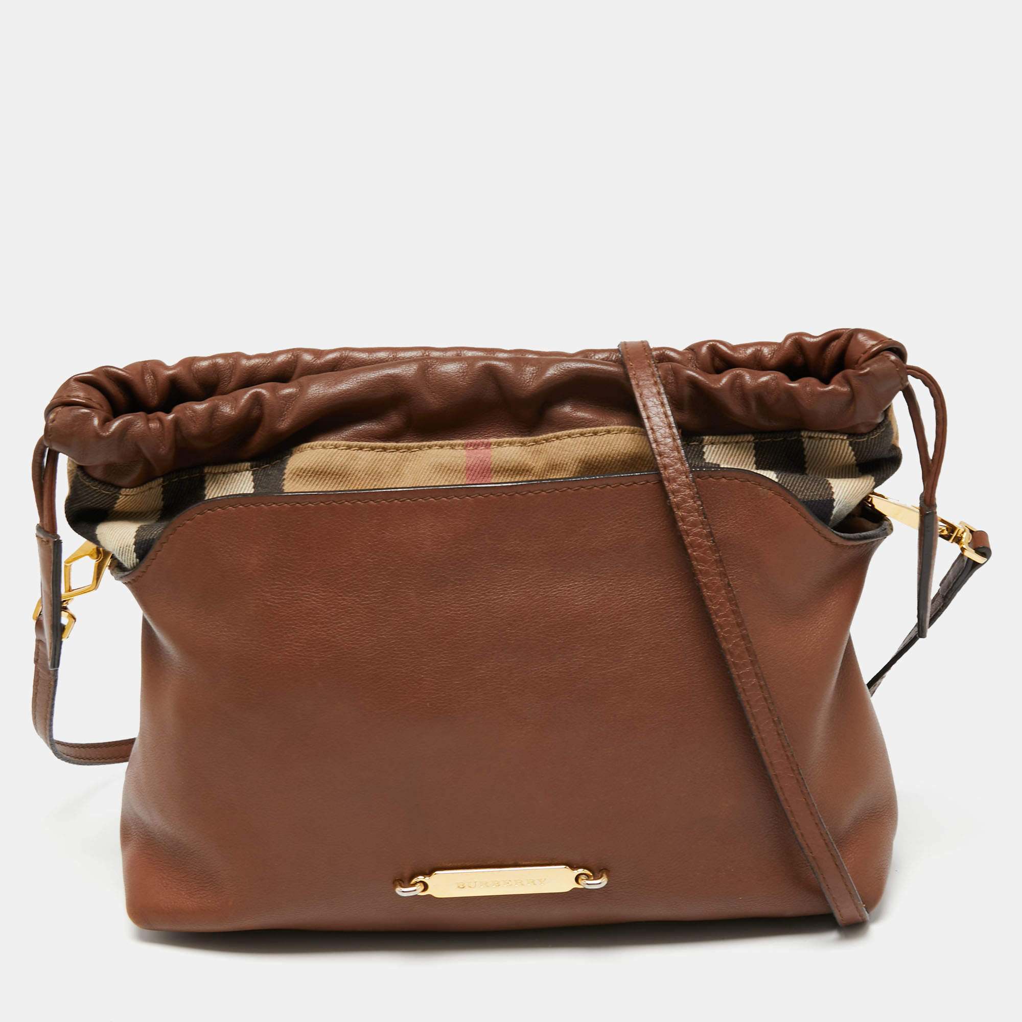 Burberry Brown Leather Drawstring Shoulder Bag Burberry The Luxury Closet