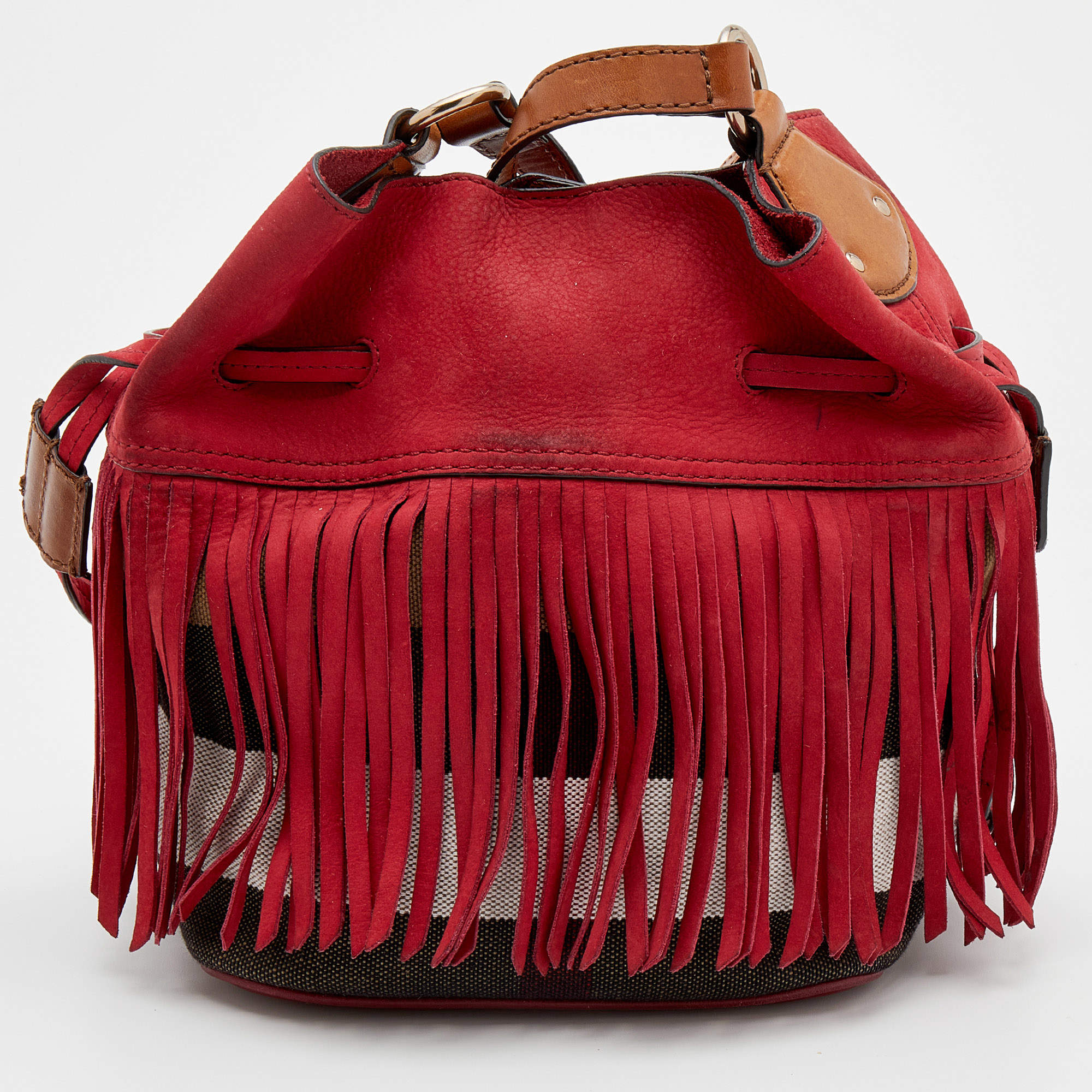 Burberry Multicolor Leather And Canvas Fringe Bucket Bag Burberry | TLC
