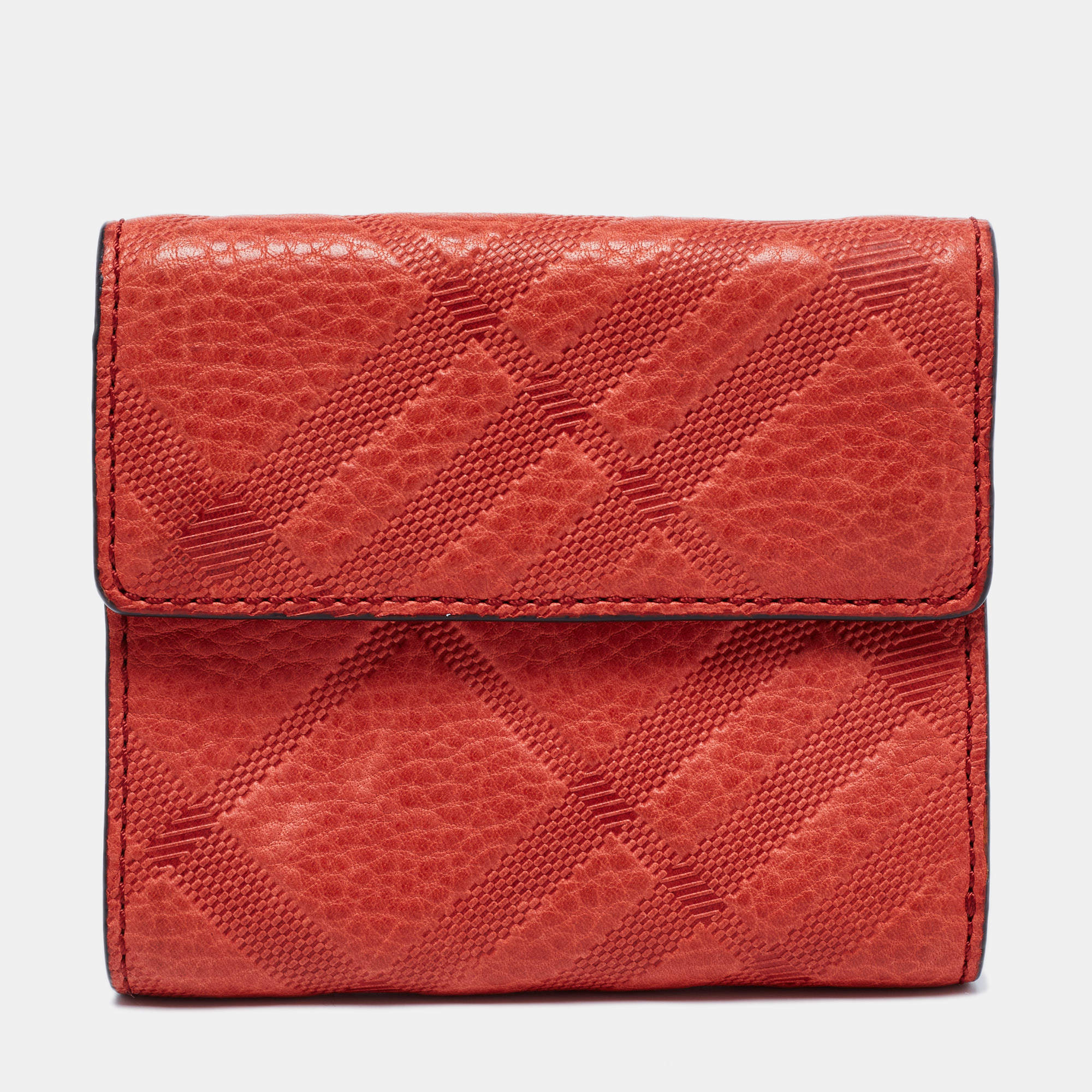 Burberry Red Leather Trifold Compact Wallet Burberry | TLC