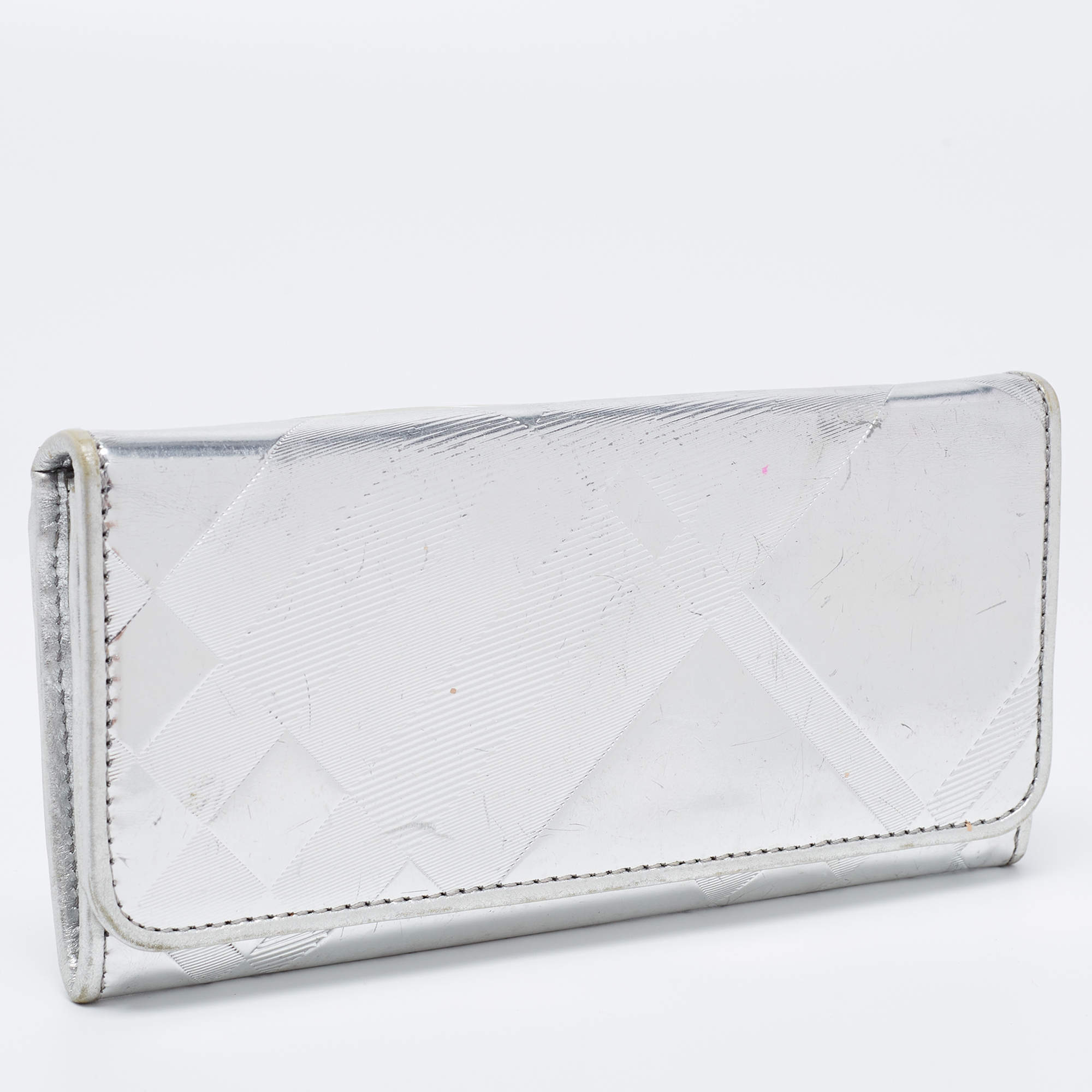 Burberry Silver Patent And Leather Long Bifold Wallet - ShopStyle